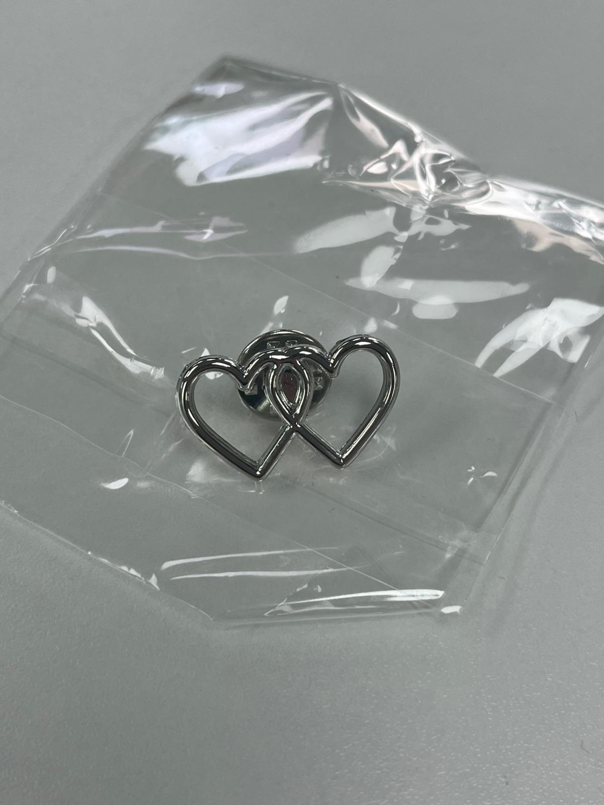 Silver Hearts Pin Badge